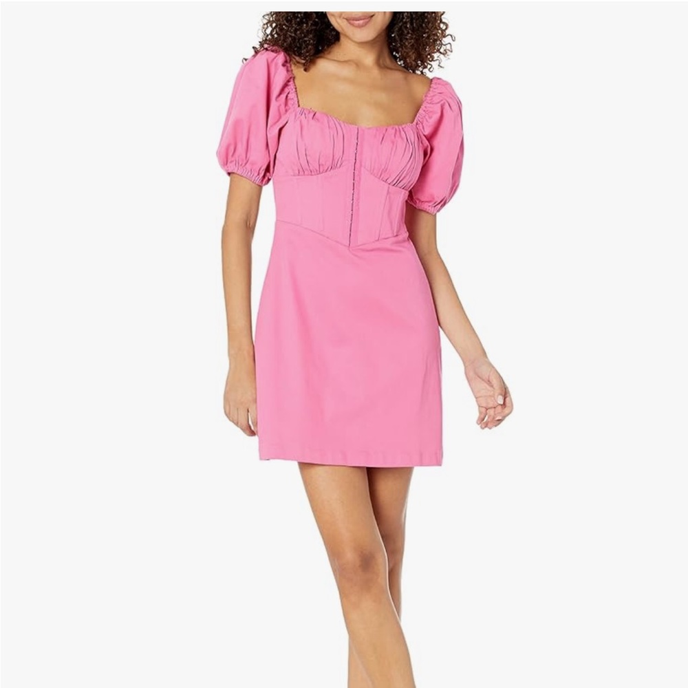 Astr Pink Puff Sleeve Mini Dress